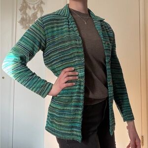 Vintage Striped Green and Blue Cardigan